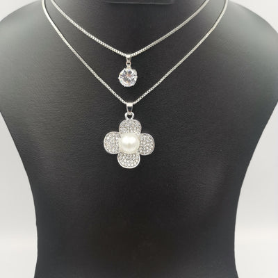 Pearl Flower Double Layer Necklace - Golden and Silver - Offer Hunts