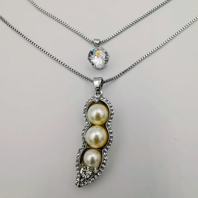 Pea Pearl Double Layer Necklace - Golden and Silver - Offer Hunts