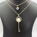 Pearl Key Double Layer Necklace - Golden and Silver - Offer Hunts