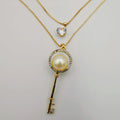 Pearl Key Double Layer Necklace - Golden and Silver - Offer Hunts