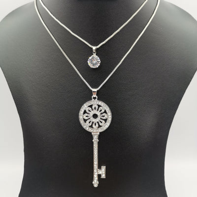 Key of Life Double Layer Necklace - Golden and Silver - Offer Hunts