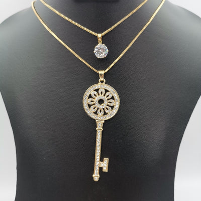 Key of Life Double Layer Necklace - Golden and Silver - Offer Hunts