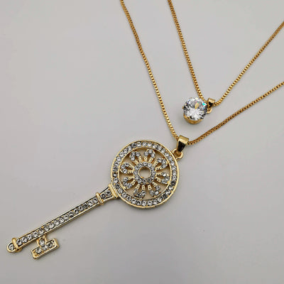 Key of Life Double Layer Necklace - Golden and Silver - Offer Hunts