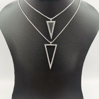 Triangle Double Layer Necklace - Golden and Silver - Offer Hunts