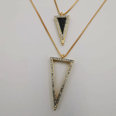 Triangle Double Layer Necklace - Golden and Silver - Offer Hunts