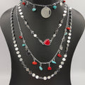 Colorful Stone Danglers 4 Layer Necklace - 5 Designs - Offer Hunts