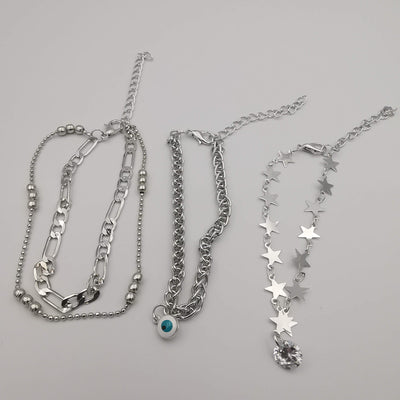 [3 Anklet Set] Eye Protector Design - Silver and Golden - Offer Hunts