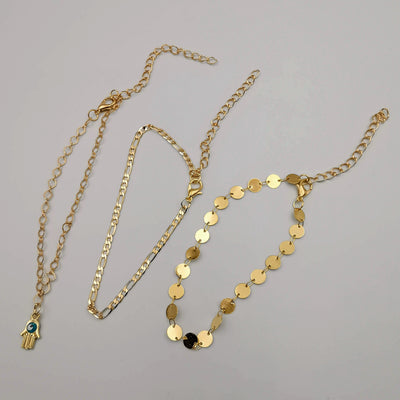 [3 Anklet Set] Hand of God Design - Silver and Golden - Offer Hunts