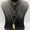 Feather Heart 3 Layer Necklace - Golden and Silver - Offer Hunts