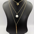 Pearl Heart 3 Layer Necklace - Golden and Silver - Offer Hunts