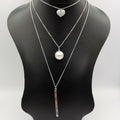 Pearl Heart 3 Layer Necklace - Golden and Silver - Offer Hunts
