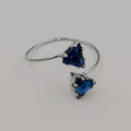 Petite Blue Triangle Double Stone Ring - Adjustable Size - Multiple Colors - Offer Hunts