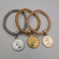 3 Bracelet Charm Set - Dotted Coin - Silver + Gold + Rose Gold - Offer Hunts
