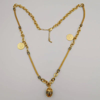 Premium 24K Gold Plated Egg Coin Necklace - Offer Hunts