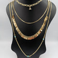 Idle Vigor 4 Layer Necklace - Eye Protector and Zirconia Diamond - Golden and Silver - Offer Hunts