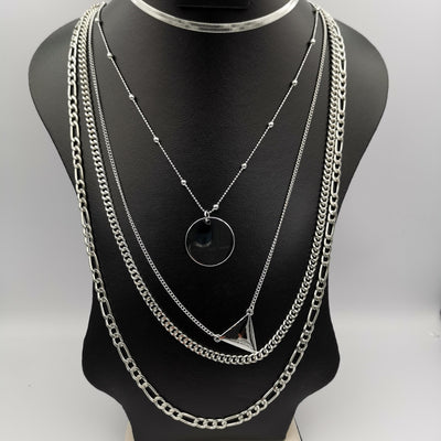 Defiant Bond 5 Layer Necklace - Golden and Silver - Offer Hunts