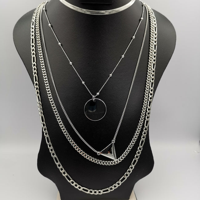 Defiant Bond 5 Layer Necklace - Golden and Silver - Offer Hunts