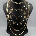 Deluxe Pearl 6 Layer Necklace - Golden and Silver - Offer Hunts