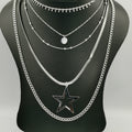 Star Spark 5 Layer Necklace with Zirconia Diamond - Golden and Silver - Offer Hunts