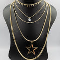 Star Spark 5 Layer Necklace with Zirconia Diamond - Golden and Silver - Offer Hunts