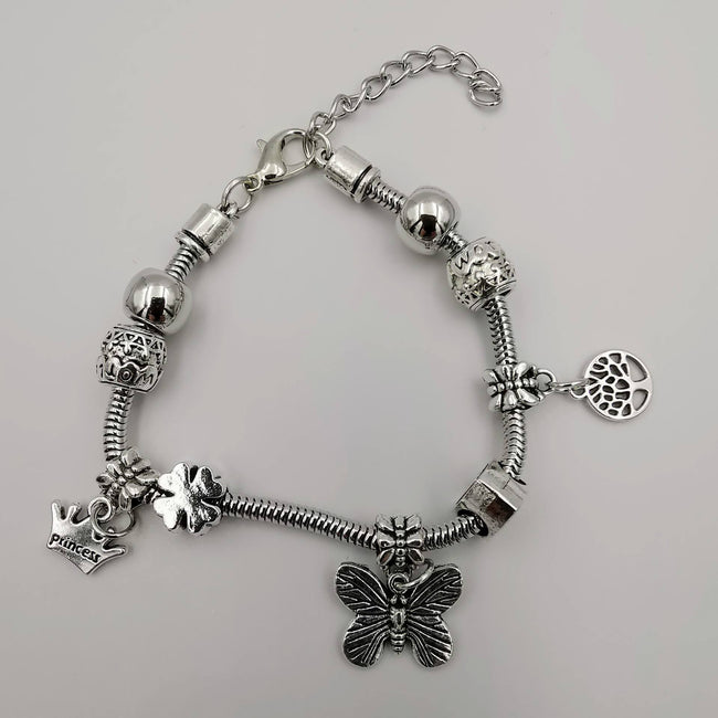 Pand0ra Clone Charm Bracelet [Crown + Butterfly + Tree of Life] - Offer Hunts