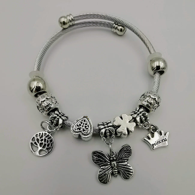 Charm Bracelet [Tree of Life + Butterfly + Crown] - Offer Hunts