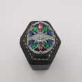 24K White Gold Plated Colorful Gem Ring - Multiple Sizes - Offer Hunts