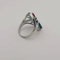 24K White Gold Plated Colorful Gem Ring - Multiple Sizes - Offer Hunts