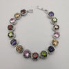 24K White Gold Plated Simulated Diamond Bracelet - Colorful - Offer Hunts