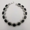 24K White Gold Plated Simulated Diamond Bracelet - Black - Offer Hunts
