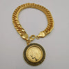 24K Gold Plated Coin - Black Zirconia Diamond Bracelet - Offer Hunts