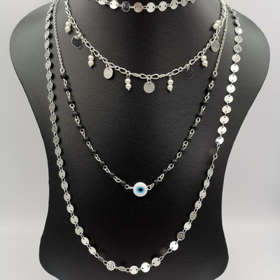 Bi-Pearl Eye Protector 4 Layer Necklace - Multiple Designs - Offer Hunts