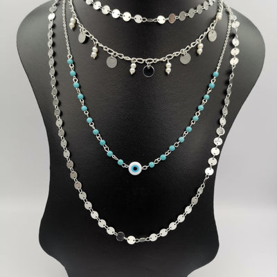 Bi-Pearl Eye Protector 4 Layer Necklace - Multiple Designs - Offer Hunts