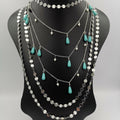 Droplet Pearl Danglers 6 Layer Necklace - Multiple Designs - Offer Hunts