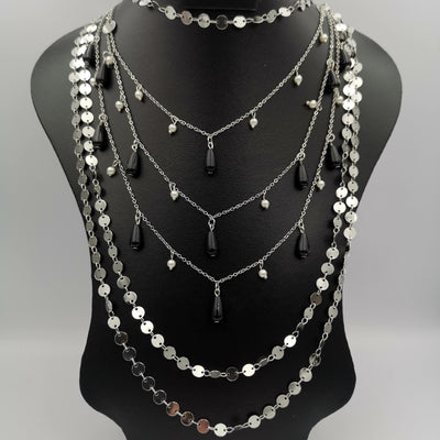Droplet Pearl Danglers 6 Layer Necklace - Multiple Designs - Offer Hunts