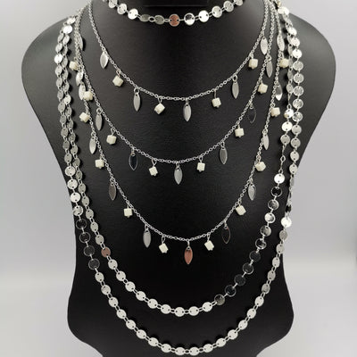 Teardrop Stone Danglers 6 Layer Necklace - Multiple Designs - Offer Hunts