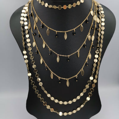 Teardrop Stone Danglers 6 Layer Necklace - Multiple Designs - Offer Hunts