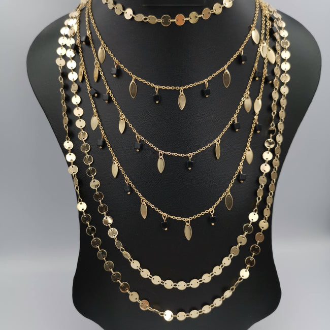 Teardrop Stone Danglers 6 Layer Necklace - Multiple Designs - Offer Hunts
