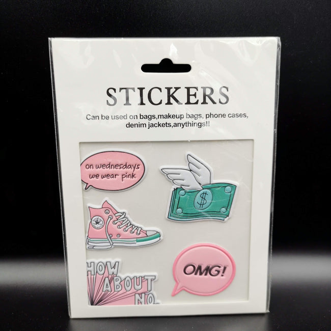 Money Flies Pink Sticker Patches (5 Stickers) DIY For Bags, Laptops, Clothing and any Material - Offer Hunts