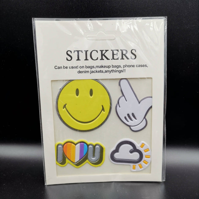 Smiley Thumb Sticker Patches (4 Stickers) DIY For Bags, Laptops, Clothing and any Material - Offer Hunts