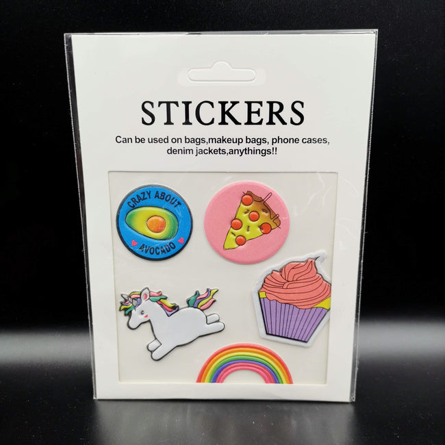 Pizza Avocado Cupcake Sticker Patches (5 Stickers) DIY For Bags, Laptops, Clothing and any Material - Offer Hunts