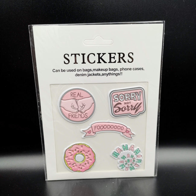 Real Friends Pink Sticker Patches (5 Stickers) DIY For Bags, Laptops, Clothing and any Material - Offer Hunts
