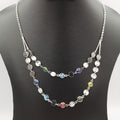 Colorful Eye Protectors 2 Layer Necklace - 24K Gold Plate - Golden and Silver - Offer Hunts