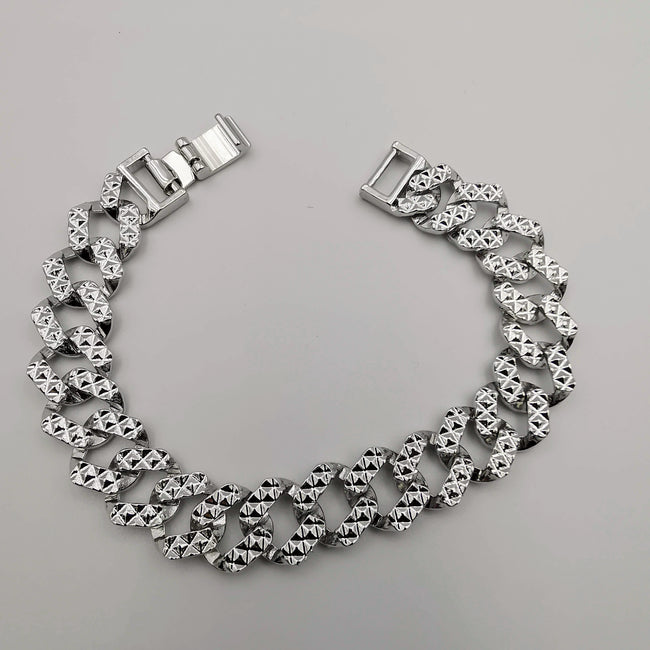 24K White Gold Plated Chain Link Design - Clear - Offer Hunts
