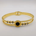 Bvlga.ri Clone Solo Black Tri Zirconia - Stainless Steel 18K Gold Plated Bracelet - Offer Hunts