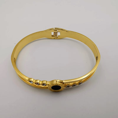 Bvlga.ri Clone Solo Black Tri Zirconia - Stainless Steel 18K Gold Plated Bracelet - Offer Hunts