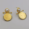 24K Gold Plated Pearl Coin Earrings - Offer Hunts