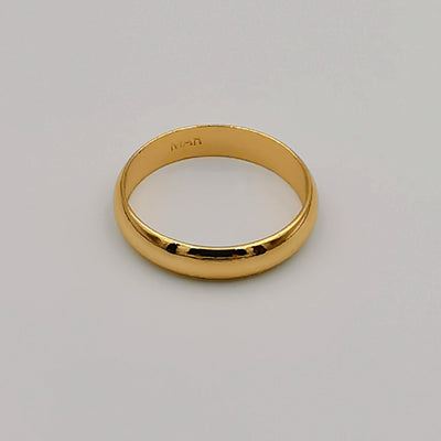 Wedding Band Ring - D Shaped - 24K Rose Gold Plate - Offer Hunts