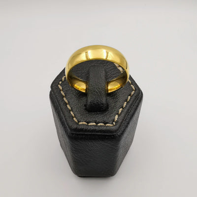 Wedding Band Ring - D Shaped - 24K Yellow Gold Plate - Offer Hunts
