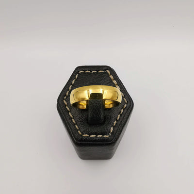 Wedding Band Ring - D Shaped - 24K Yellow Gold Plate - Offer Hunts